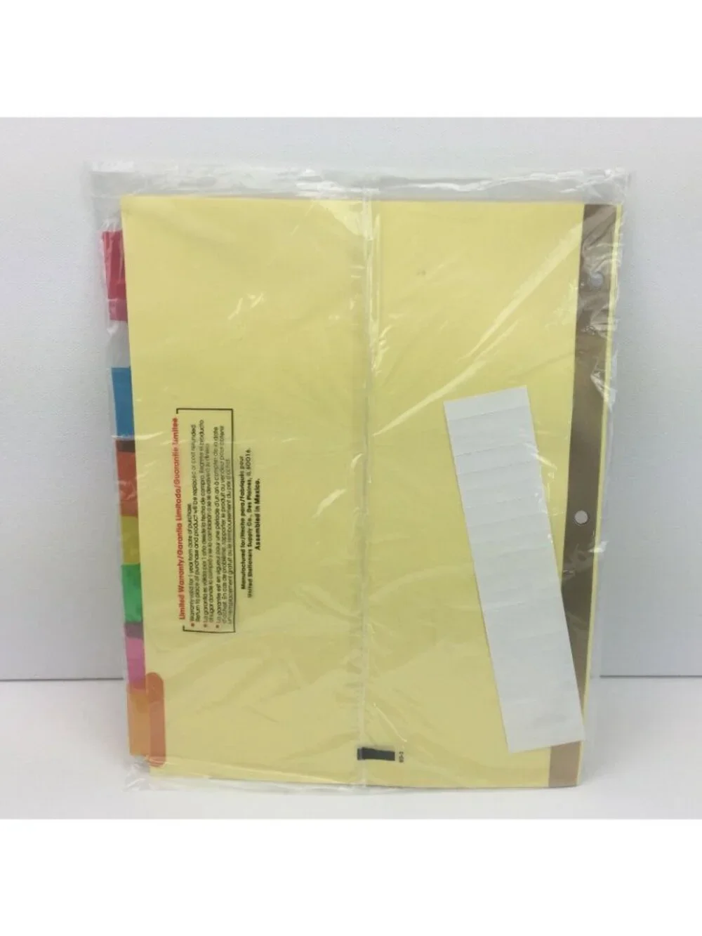 Universal Ring Binder Indexes 8 Colored Tabs Paper Organizers Inserts 8.5
